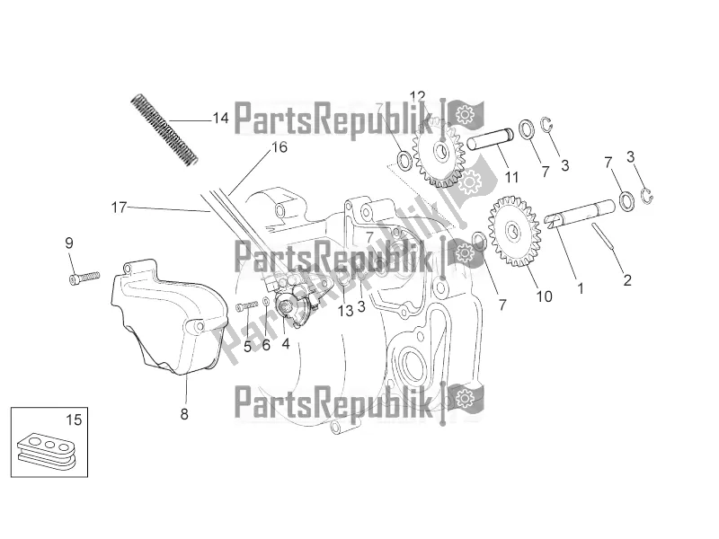 All parts for the Oil Pump of the Aprilia RX-SX 50 2016