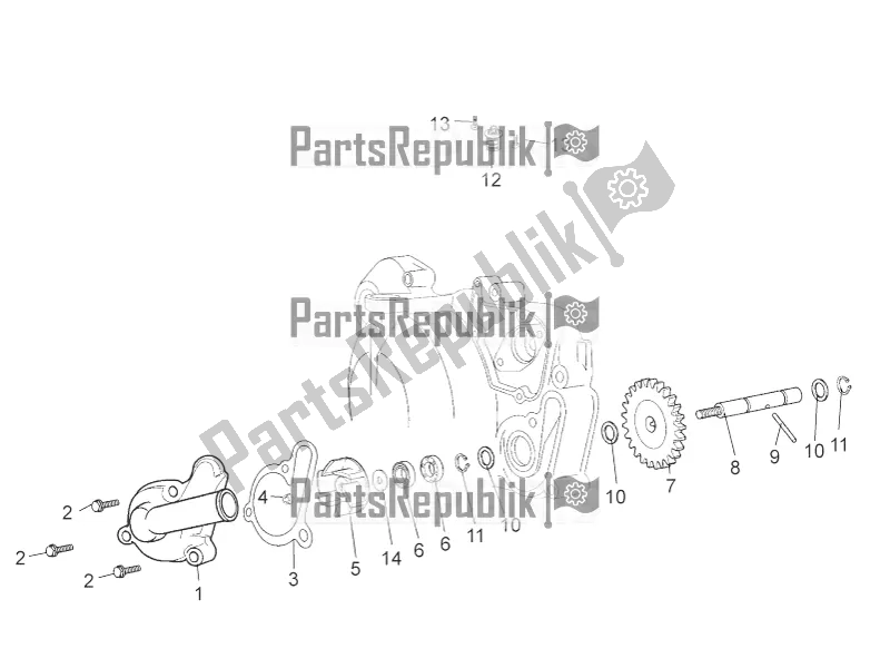 Alle onderdelen voor de Waterpomp van de Aprilia RX-SX 50 2016