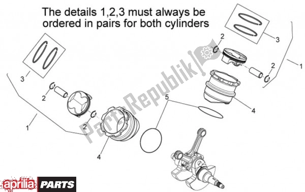 Alle onderdelen voor de Cilinder van de Aprilia RXV 4. 5 46 450 2009 - 2011