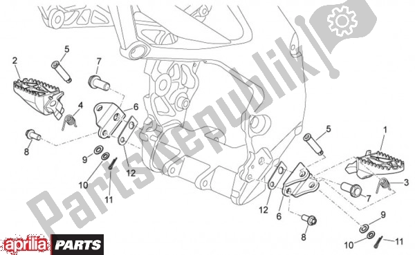 All parts for the Footrest of the Aprilia RXV 4. 5 46 450 2009 - 2011