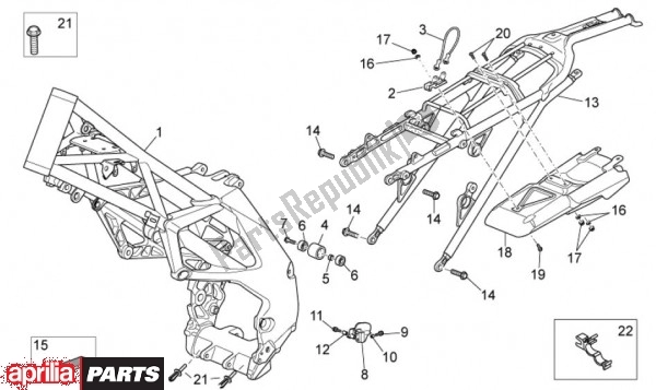 All parts for the Frame of the Aprilia RXV 4. 5 46 450 2009 - 2011