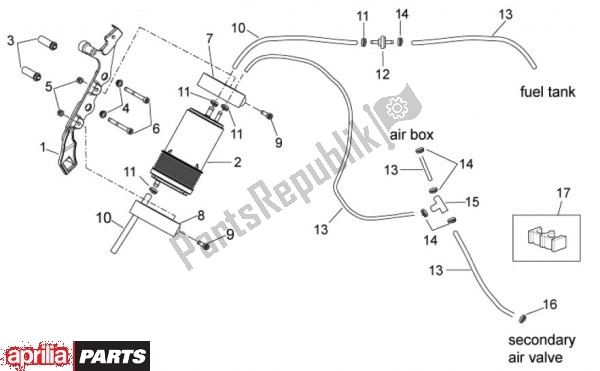 All parts for the Fuel Vapour Recover System of the Aprilia RXV 4. 5 46 450 2009 - 2011
