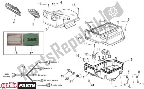 Toutes les pièces pour le Purificateur D'air du Aprilia RXV 4. 5 46 450 2009 - 2011