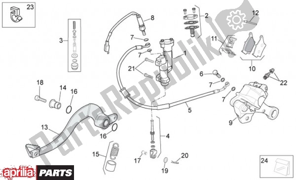 All parts for the Remsysteem Achteraan of the Aprilia RXV 4. 5 46 450 2009 - 2011