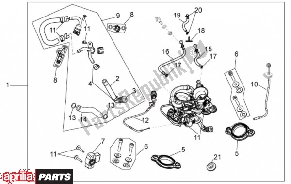 All parts for the Smoorklephuis of the Aprilia RXV 4. 5 46 450 2009 - 2011