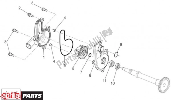 Alle onderdelen voor de Waterpomp van de Aprilia RXV 4. 5 46 450 2009 - 2011