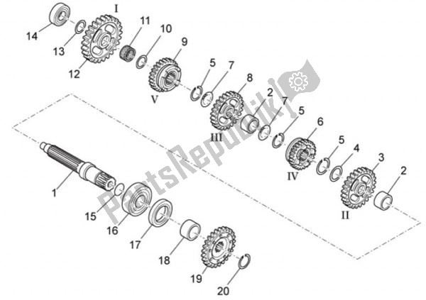 All parts for the Driven Shaft of the Aprilia RXV Pikes Peak 57 450 2009