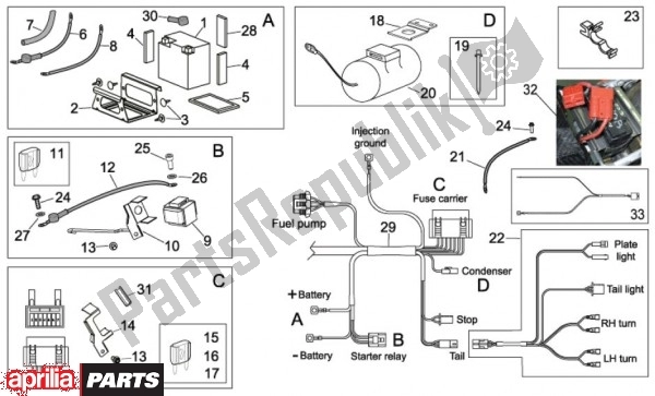 Todas as partes de Elektrische Installatie Ii do Aprilia RXV Pikes Peak 57 450 2009