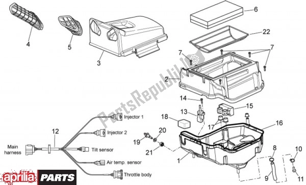 All parts for the Air Cleaner of the Aprilia RXV Pikes Peak 57 450 2009