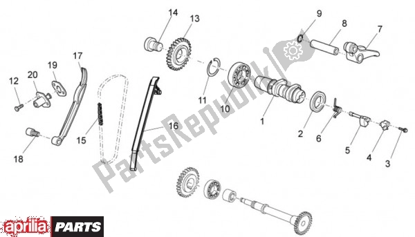 Alle onderdelen voor de Nokkenas Achter van de Aprilia RXV Pikes Peak 57 450 2009