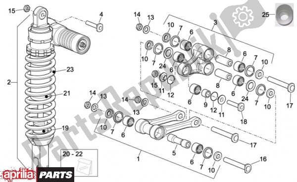 All parts for the Schokdemper Achteraan of the Aprilia RXV Pikes Peak 57 450 2009