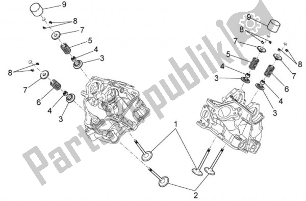 All parts for the Ventiele of the Aprilia RXV Pikes Peak 57 450 2009