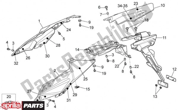 Alle onderdelen voor de Zijbekledingen van de Aprilia RXV Pikes Peak 57 450 2009