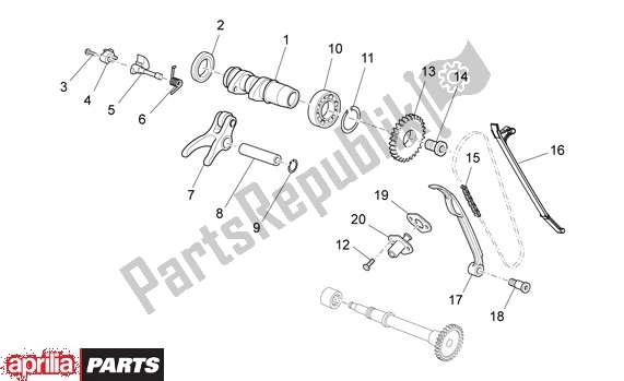 Alle onderdelen voor de Klepbediening Voor van de Aprilia Rxv-sxv 22 450 2006