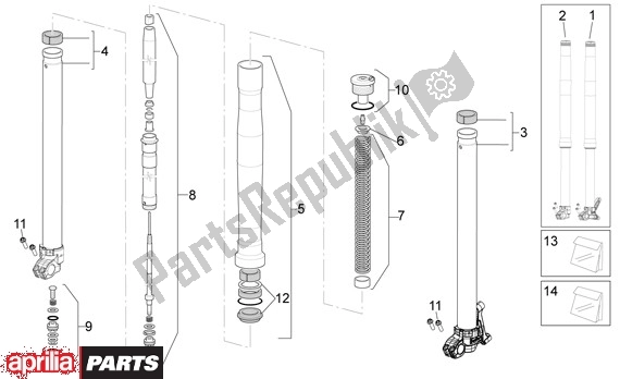 All parts for the Fork of the Aprilia Rxv-sxv 22 450 2006