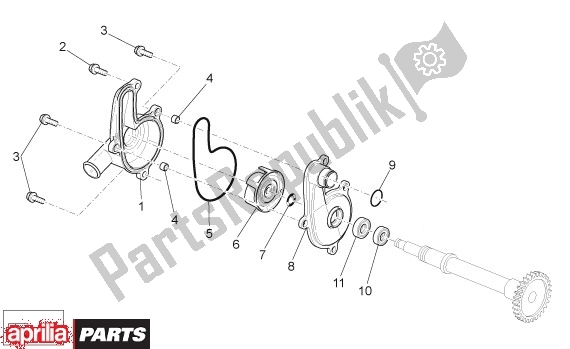 All parts for the Water Pump of the Aprilia Rxv-sxv 22 450 2006