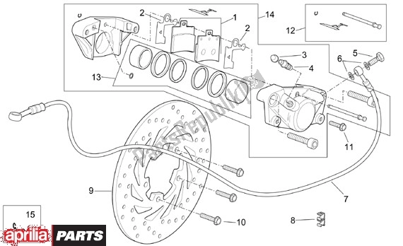 Todas as partes de Achterwielremklauw do Aprilia Scarabeo 125-150-200 Motore Rotax 15 1999 - 2003