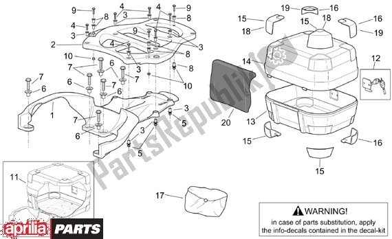 Todas las partes para Bagagedrager Koffer de Aprilia Scarabeo 125-150-200 Motore Rotax 15 1999 - 2003