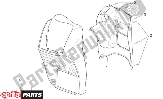 Alle onderdelen voor de Beenschild Binnenzijde van de Aprilia Scarabeo 125-150-200 Motore Rotax 15 1999 - 2003