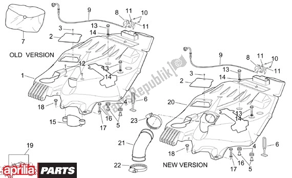 Alle onderdelen voor de Buddyseat Onderdverkleding van de Aprilia Scarabeo 125-150-200 Motore Rotax 15 1999 - 2003