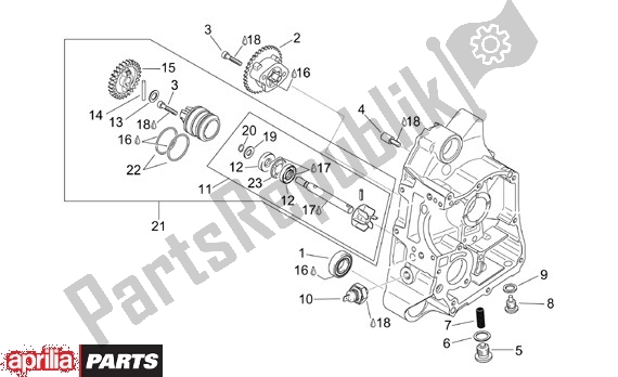 Alle onderdelen voor de Carter Rechts van de Aprilia Scarabeo 125-150-200 Motore Rotax 15 1999 - 2003
