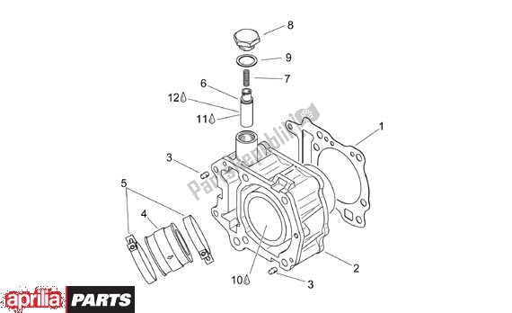 All parts for the Cylinder of the Aprilia Scarabeo 125-150-200 Motore Rotax 15 1999 - 2003