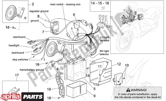 Toutes les pièces pour le Elektrische Installatie I du Aprilia Scarabeo 125-150-200 Motore Rotax 15 1999 - 2003