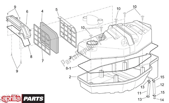 Alle Teile für das Filterhuis Old Version des Aprilia Scarabeo 125-150-200 Motore Rotax 15 1999 - 2003