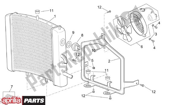 Todas las partes para Radiador de Aprilia Scarabeo 125-150-200 Motore Rotax 15 1999 - 2003