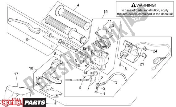 Todas as partes de Schakelingen Rechts do Aprilia Scarabeo 125-150-200 Motore Rotax 15 1999 - 2003