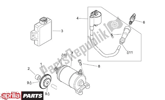 Tutte le parti per il Motorino Di Avviamento del Aprilia Scarabeo 125-150-200 Motore Rotax 15 1999 - 2003