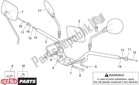 Alle onderdelen voor de Stuur van de Aprilia Scarabeo 125-150-200 Motore Rotax 15 1999 - 2003