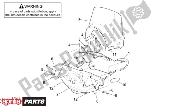 Todas as partes de Stuurafdekking do Aprilia Scarabeo 125-150-200 Motore Rotax 15 1999 - 2003