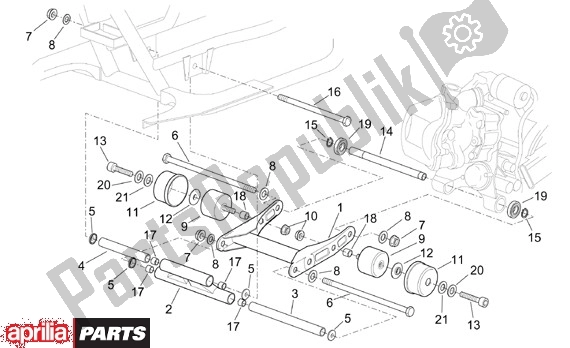 Todas as partes de Swingarm do Aprilia Scarabeo 125-150-200 Motore Rotax 15 1999 - 2003