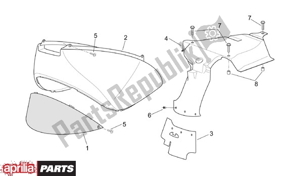 Alle onderdelen voor de Verkleding van de Aprilia Scarabeo 125-150-200 Motore Rotax 15 1999 - 2003