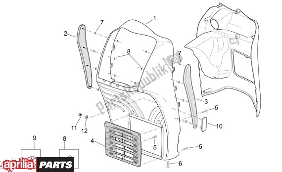 Toutes les pièces pour le Voorscherm du Aprilia Scarabeo 125-150-200 Motore Rotax 15 1999 - 2003