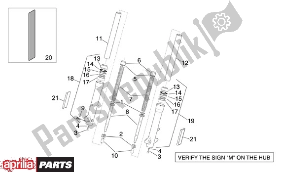 Tutte le parti per il Vork Brug Marzocchi del Aprilia Scarabeo 125-150-200 Motore Rotax 15 1999 - 2003