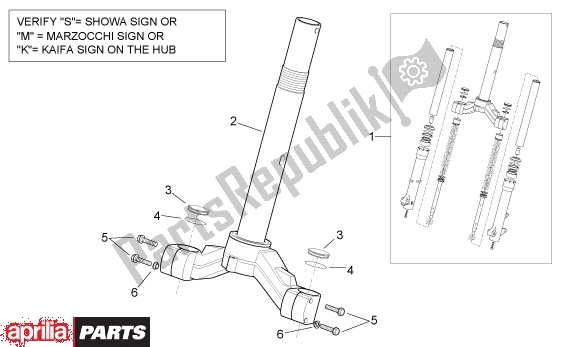 Alle Teile für das Vork Brug des Aprilia Scarabeo 125-150-200 Motore Rotax 15 1999 - 2003