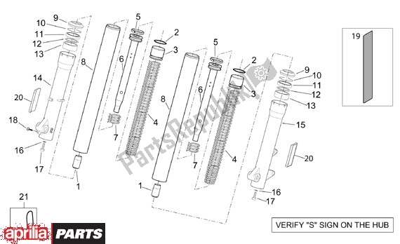 Todas las partes para Vork Showa de Aprilia Scarabeo 125-150-200 Motore Rotax 15 1999 - 2003