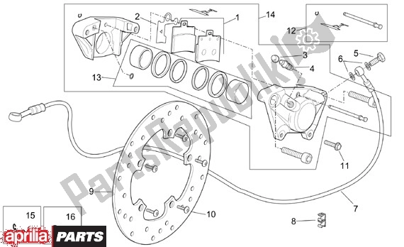 All parts for the Achterwielremklauw of the Aprilia Scarabeo 125-200 16 2003