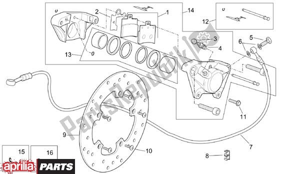 All parts for the Achterwielremklauw of the Aprilia Scarabeo 125-200 16 2003