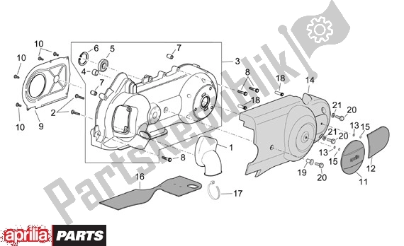 All parts for the Behuizingsdeksel of the Aprilia Scarabeo 125-200 16 2003