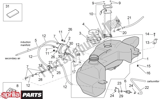 Tutte le parti per il Sede Del Serbatoio Del Carburante del Aprilia Scarabeo 125-200 16 2003