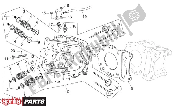 Alle onderdelen voor de Cilinderkop van de Aprilia Scarabeo 125-200 16 2003