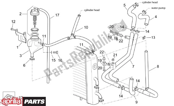 Alle Teile für das Koelapparaat des Aprilia Scarabeo 125-200 16 2003