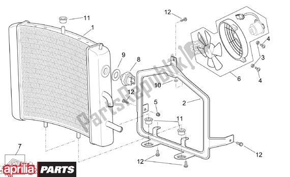 All parts for the Radiator of the Aprilia Scarabeo 125-200 16 2003