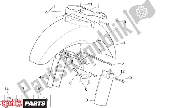 Alle onderdelen voor de Spatbord van de Aprilia Scarabeo 125-200 16 2003