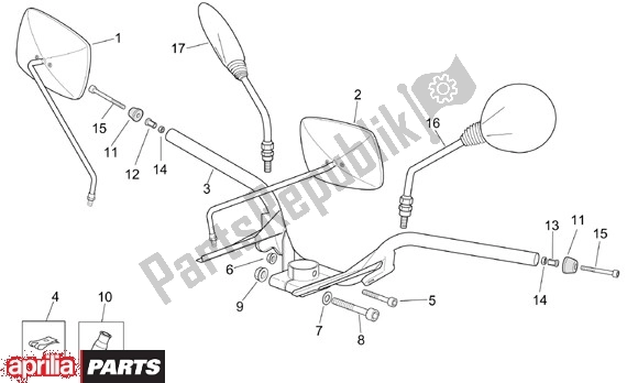 All parts for the Handlebar of the Aprilia Scarabeo 125-200 16 2003