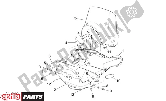 All parts for the Stuurafdekking of the Aprilia Scarabeo 125-200 16 2003