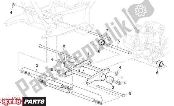 Alle onderdelen voor de Swingarm van de Aprilia Scarabeo 125-200 16 2003